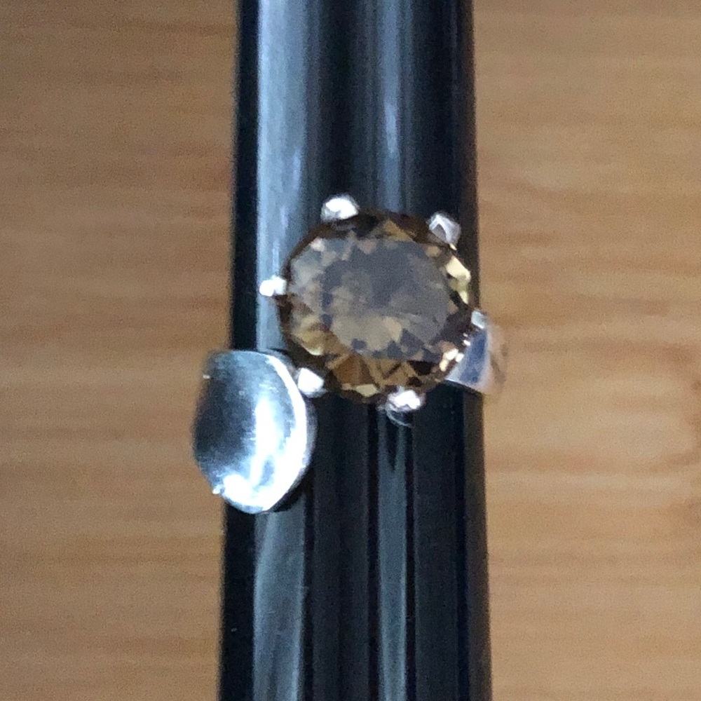$47  Signed Estate Topaz Ring  Sterling Silver  Open Shank  Marked ABW 925